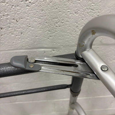 Trigger Release Folding Walker, 2 Wheels, Height Adjustable, Hand Grips - Gray