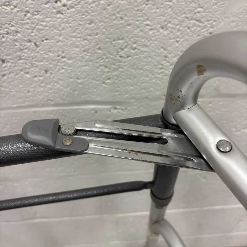 Trigger Release Folding Walker, 2 Wheels, Height Adjustable, Hand Grips - Gray