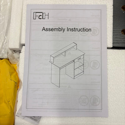 FCH Computer Desk, Multifunctional Workstation Drawers Keyboard Tray Hutch Black