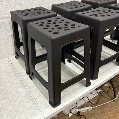 6-Pack Plastic Stools 16.9 Inch Black Nesting Stools Portable Backless, READ