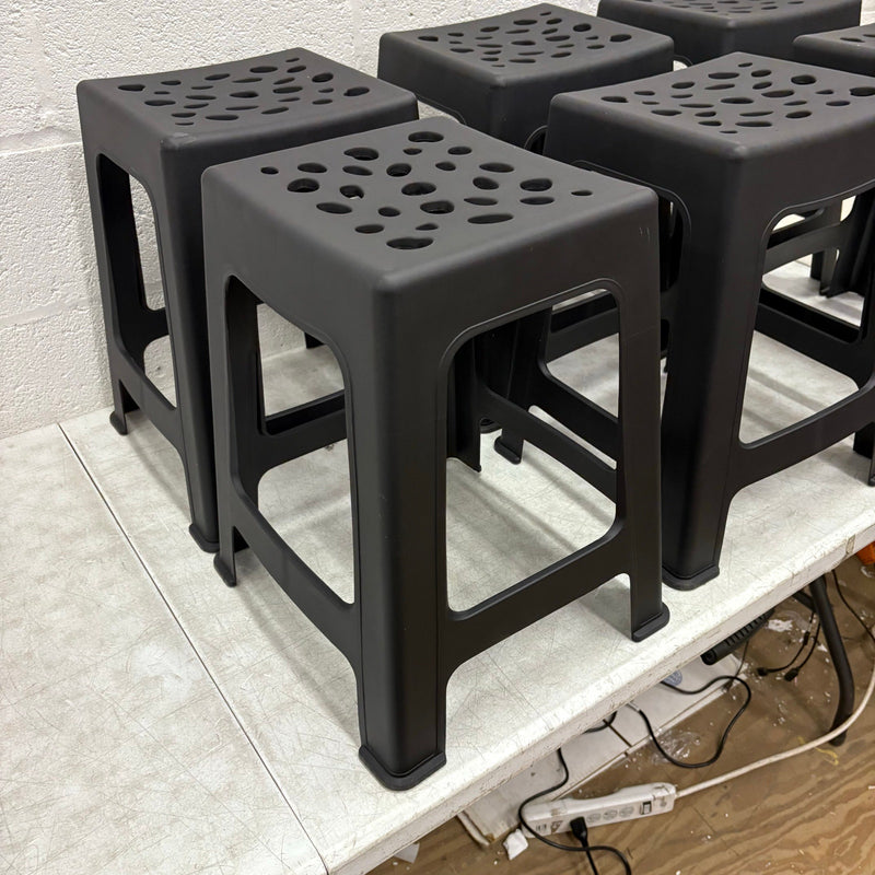 6-Pack Plastic Stools 16.9 Inch Black Nesting Stools Portable Backless, READ