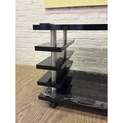 Coffee Table 39.5" L x 20" H x 20" W TV Stand, with LED Light & Remote Black