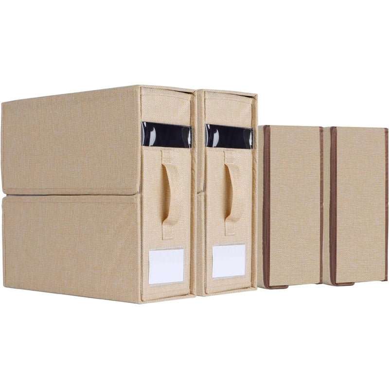 ‎4 PC Bedroom Storage Organizers w Handles for In Closet or Under Bed, Tan