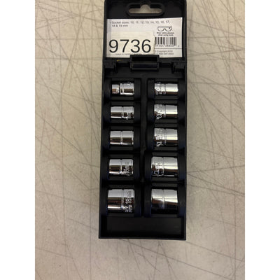 Performance Tool 10 Piece 3/8 in. Drive 12pt Metric Socket Set, 10mm to 19mm