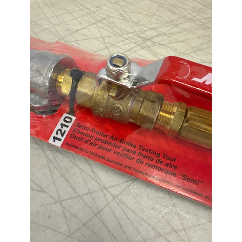 Milton 1210 Semitrailer Air Brake Testing Tool Ball Valve Shutoff Cushioned Grip