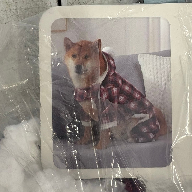 Koolaburra by UGG Pet Cozy Dog Pajama w Hood 17-18" Collar Red Plaid - Large