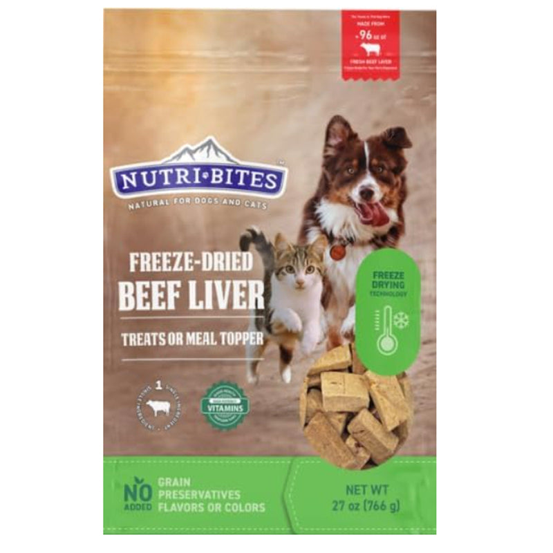 Nutri Bites Freeze Dried Beef Liver Dog/Cat Training Treats Food Topper 27oz