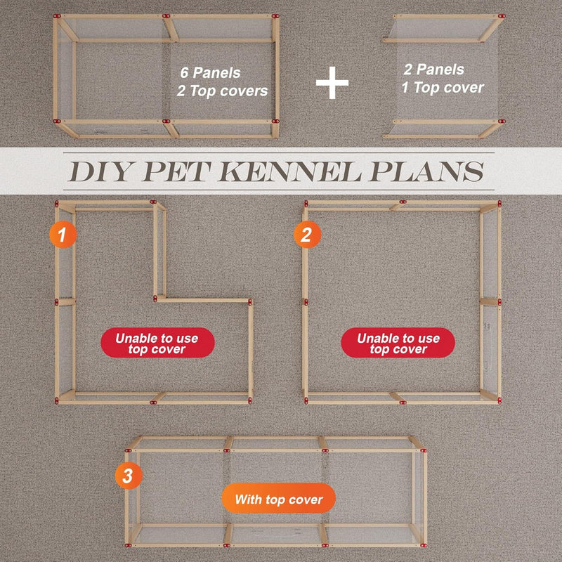 Sttoraboks Dog Playpen Extension Kit 3 Panels: 2 Panels + 1 Top Plate Acrylic