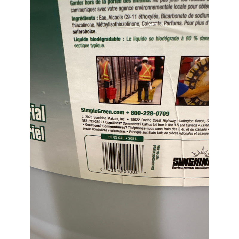 Simple Green Industrial Cleaner & Degreaser, Concentrated, 55 gal Drum 13008