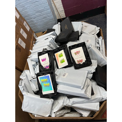 Pallet-of-150+ Mixed Sets of Acrylic Press On Nails, Mixed Colors & Designs, Application Kit, NEW