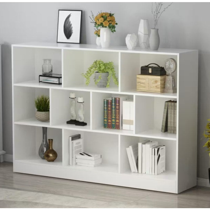 FUFU&GAGA White 10-Shelf Freestanding Standard Wood Bookcase With Cubes