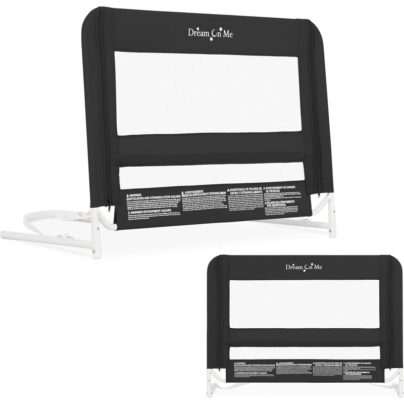 Dream On Me Breathable Mesh Security Bed Rail with Reinforced Anchor - Black