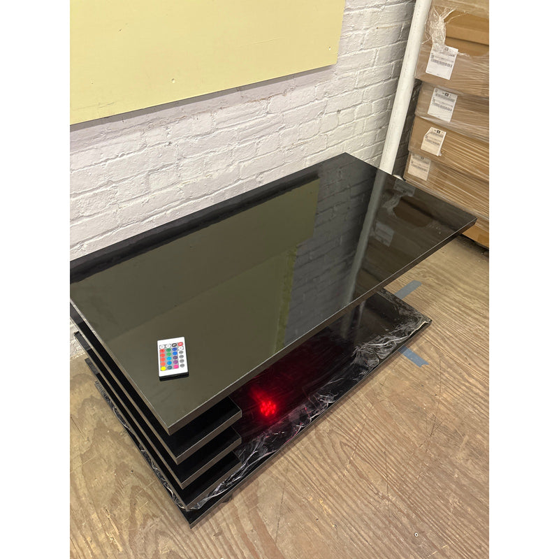 Coffee Table 39.5" L x 20" H x 20" W TV Stand, with LED Light & Remote Black