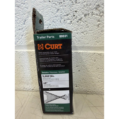 CURT 48" Safety Chain with 2 S-Hooks (5,000 lbs, Clear Zinc, Packaged)