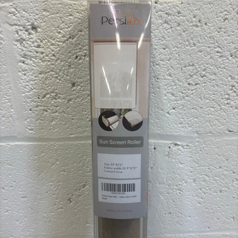 Persilux Solar Roller Shade for Window Blinds 35"Wx72"H, Semi Sheer - Cocoa