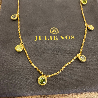 Julie Vos Rainbow Delicate Charm Necklace 24K Gold Plated - Shades of Jade