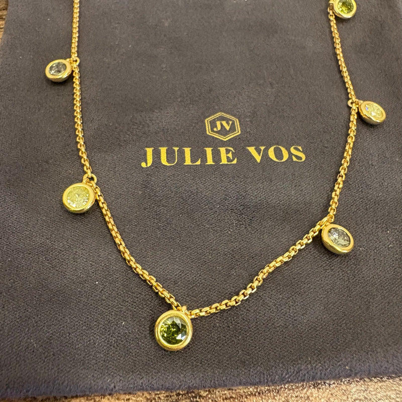 Julie Vos Rainbow Delicate Charm Necklace 24K Gold Plated - Shades of Jade