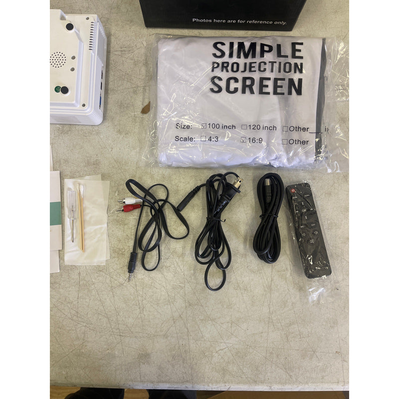 DR.J Professional Mini Projector w Screen, Bluetooth 5.2, 8000L HD 1080P Large