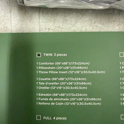 Cozy Comfort Twin Comforter Set, 3 Piece Stripe Pleat Bedding Set - Gray