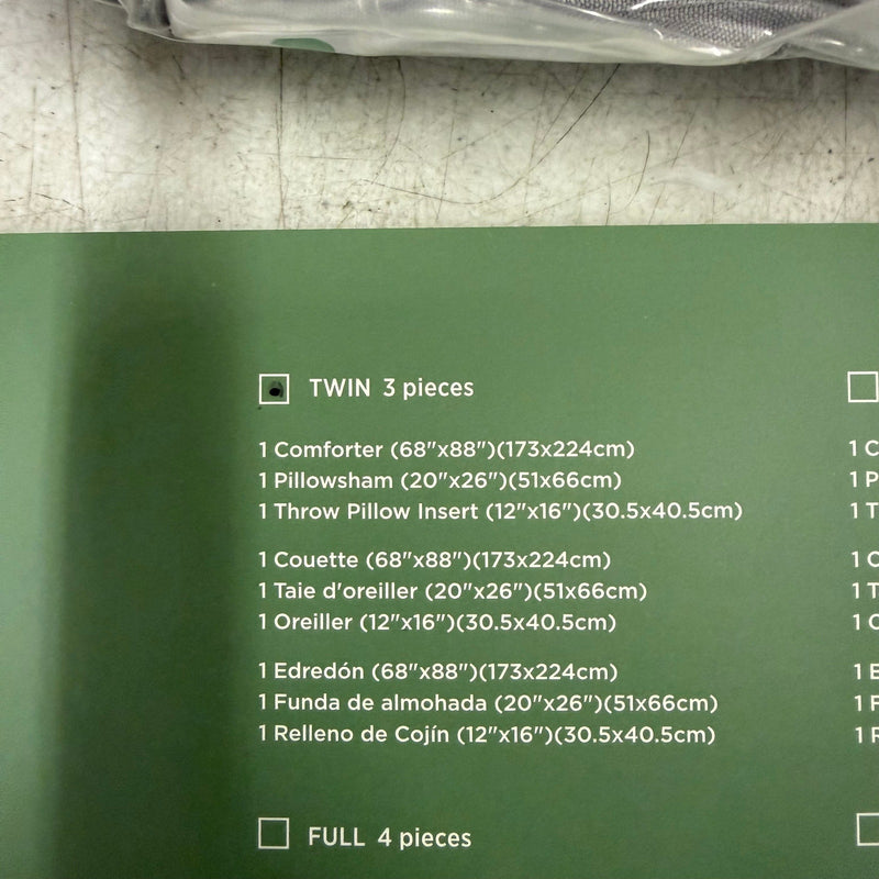 Cozy Comfort Twin Comforter Set, 3 Piece Stripe Pleat Bedding Set - Gray