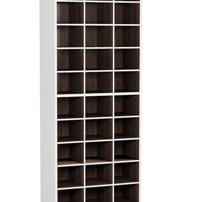 Tribesigns - 10-Tier Shoe Cabinet, Wooden Shoe Storage Rack w 30 Cubbies White