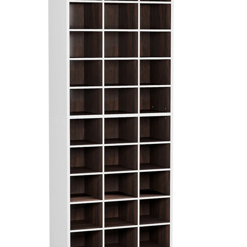 Tribesigns - 10-Tier Shoe Cabinet, Wooden Shoe Storage Rack w 30 Cubbies White
