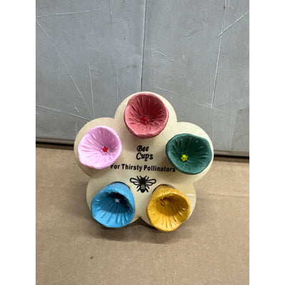Bee Cups Pollinator Feeder Set, 5 Colorful Resin Water Cups with Feeding Tool