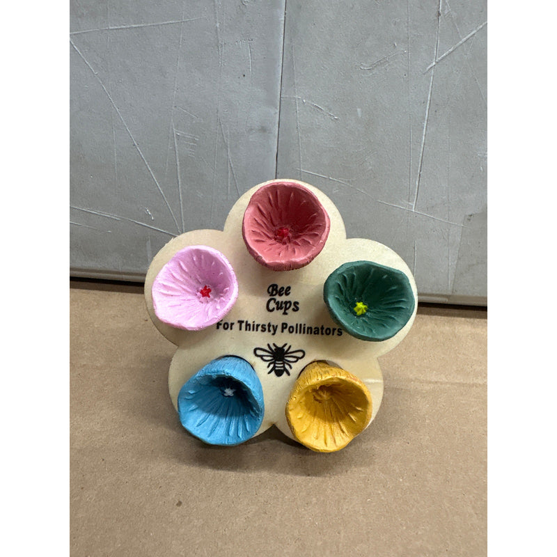 Bee Cups Pollinator Feeder Set, 5 Colorful Resin Water Cups with Feeding Tool