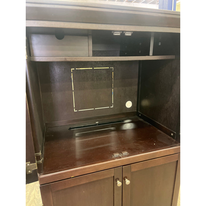 Cabinet Desk and Storage, Bulletin, Dry Erase, Pull Out Keyboard Tray Wood Brown