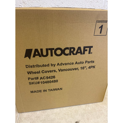 4-Pack AutoCraft 16" Wheel Cover 10-Spoke Charcoal/Ice Black High Impact Plastic