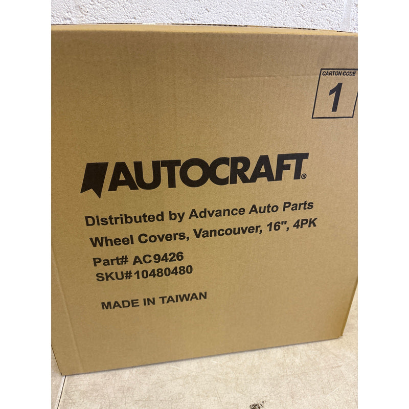 4-Pack AutoCraft 16" Wheel Cover 10-Spoke Charcoal/Ice Black High Impact Plastic