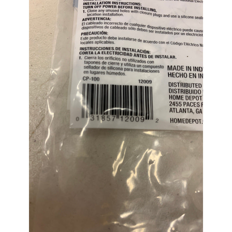 30-PACKS-OF-4 Commercial Electric 1 inch Closure Plugs, Weatherproof- GRAY