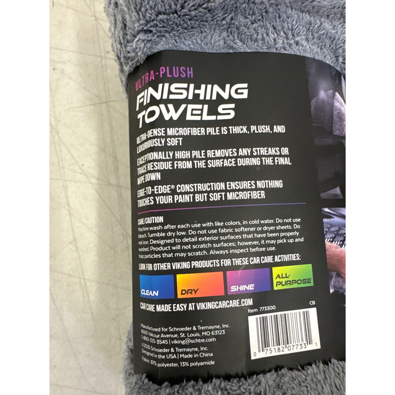 Viking Car Care Ultra Plush Finishing Microfiber Towels, 16" x 16", Pack of 6