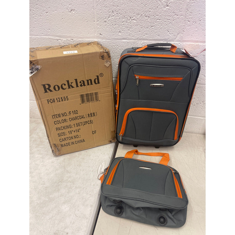 Rockland Fashion 2pc Softside Luggage Set with locking Zipper - Gray & Orange