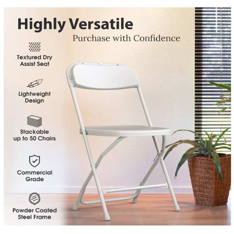 20-Pack Foldable Plastic Chair Folding & Stackable 350 lbs Capacity Steel Frame
