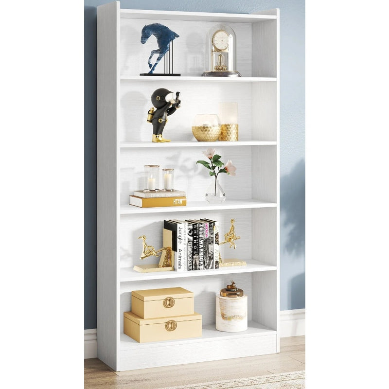 Tribesigns Wood Bookcase, 72" x 35" x 12" Bookshelf with 6 Storage Shelves White