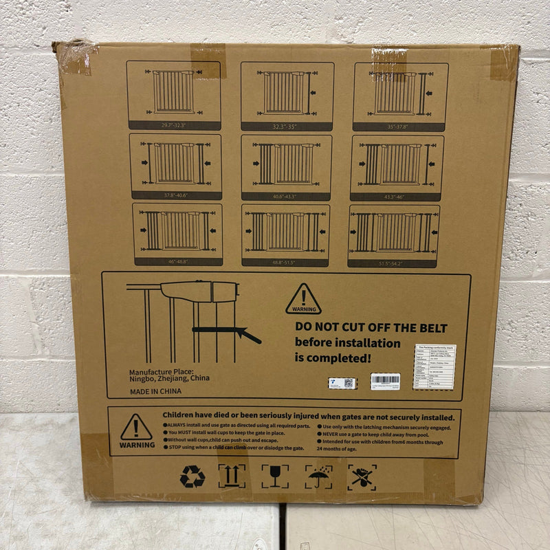 Cumbor 29.7-54.2" Wide Baby Gate Self Closing Dog Gate Pressure Mounted - White