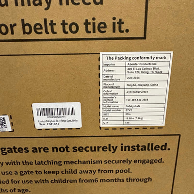 Cumbor 29.7-57" Wide Baby Gate Self Closing Dog Gate Pressure Mounted - White