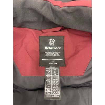 Wantdo Women's Winter Coat Warm Winter Jacket Hooded Puffer Parka Jacket 2X Red