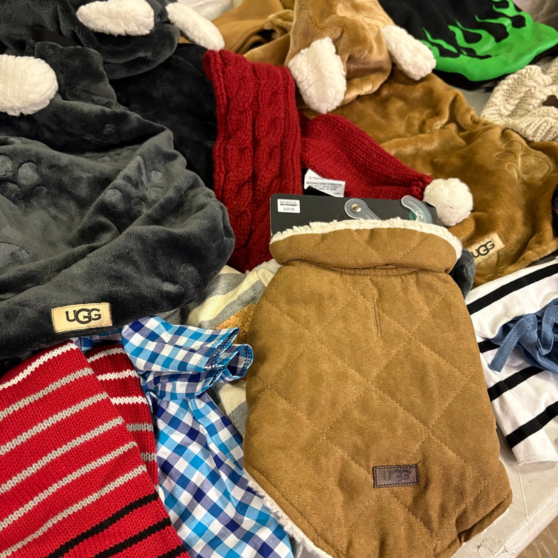 Lot-of-28 Pet Clothes Mixed Size, Dog Rain Jackets, Warm & Soft Sweaters& Shirts