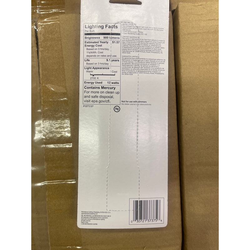 6 PACK Westinghouse Lighting Corp 37375 13-watt Replacement Bulb, Fluorescent