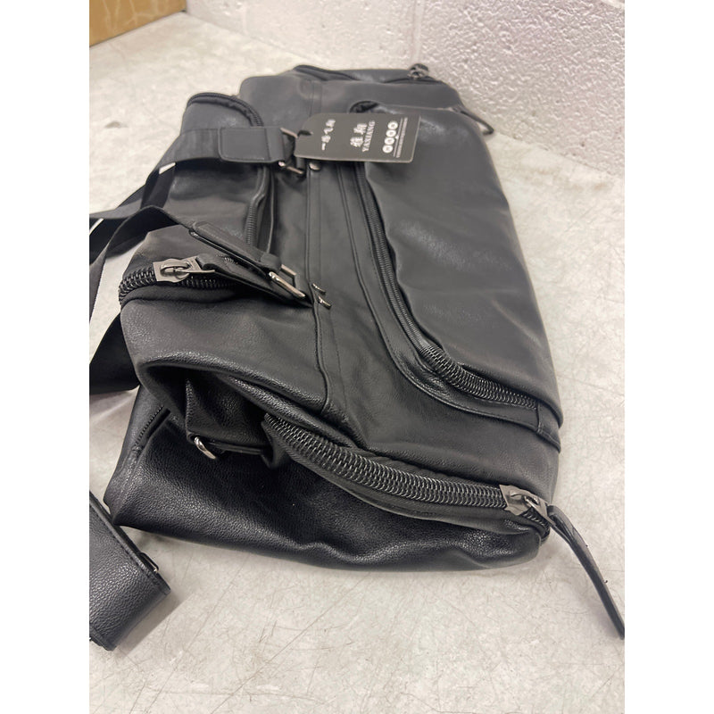 Yaxiang High Quality Leather Large Carry On Bag Travel Tote Duffel Bag - Black