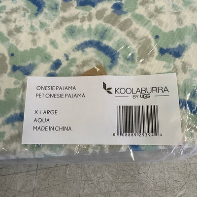 Koolaburra by UGG Pet Pajama Dog Shirt, Long Sleeve 20-21" Collar, Aqua Swirl XL
