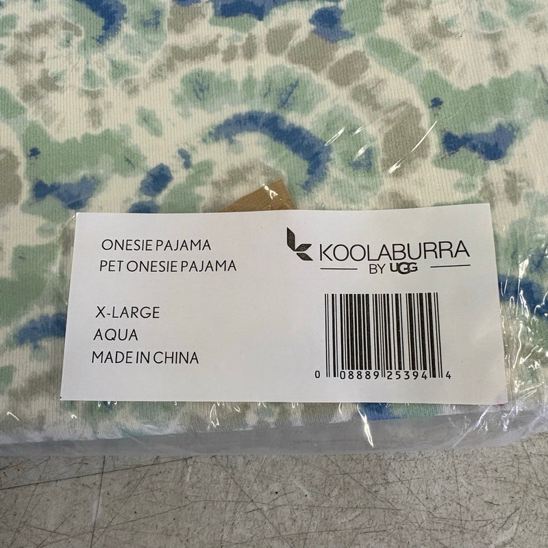 Koolaburra by UGG Pet Pajama Dog Shirt, Long Sleeve 20-21" Collar, Aqua Swirl XL