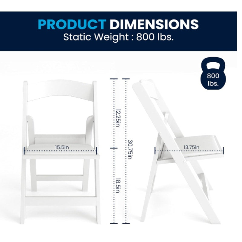 Set-of-4 Flash Furniture Hercules Series Folding Chair - White Resin - 800LB Cap