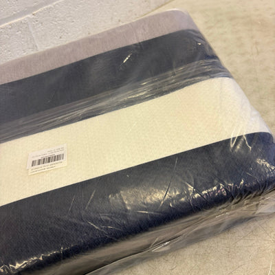 Outdoor Area Rug 5x8ft Horizontal Striped Large Patio Mat, Blue White Gray Lines