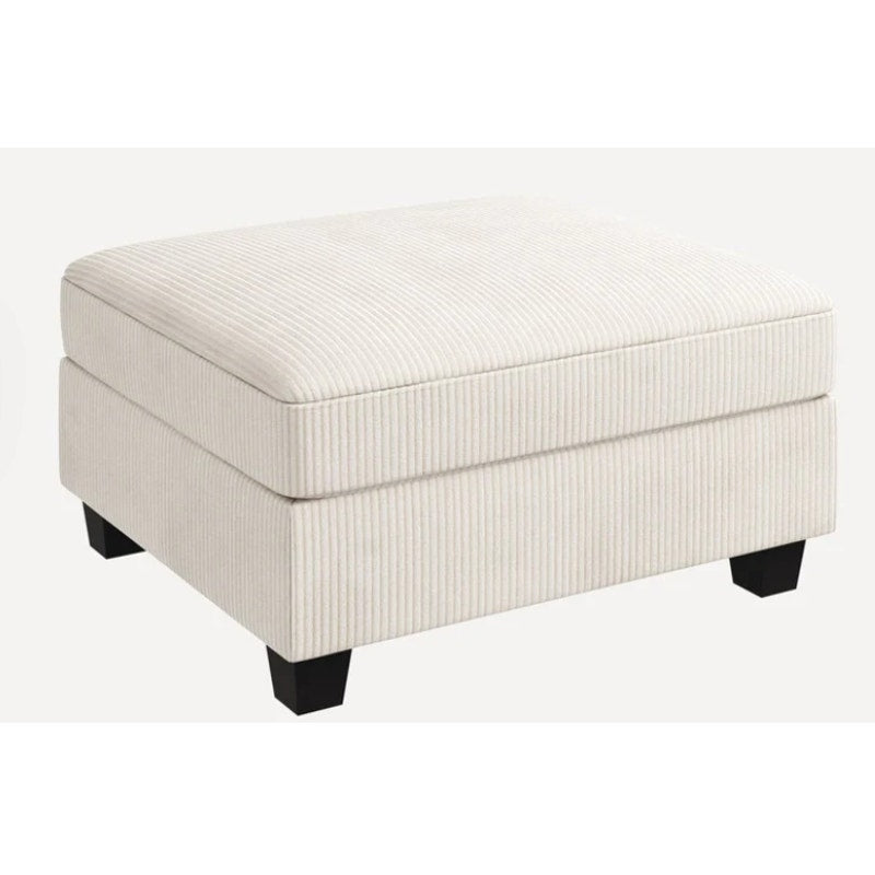 Nolany 32 x 27 inches Beige Ottoman Corduroy with Legs & Storage Sectional Piece