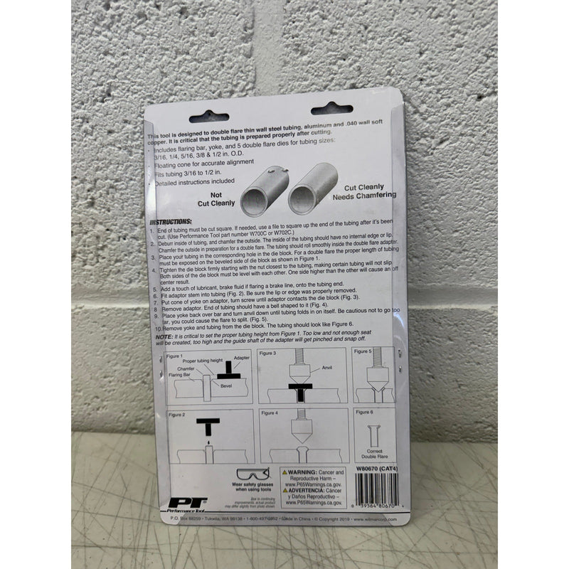 Performance Tool 7pc Double Flare Tool, Lever Lock Flaring Bar & Case W80670