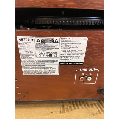 Victrola Lawrence 4-in-1 Bluetooth Record Player, Radio, Turntable, Wood Finish