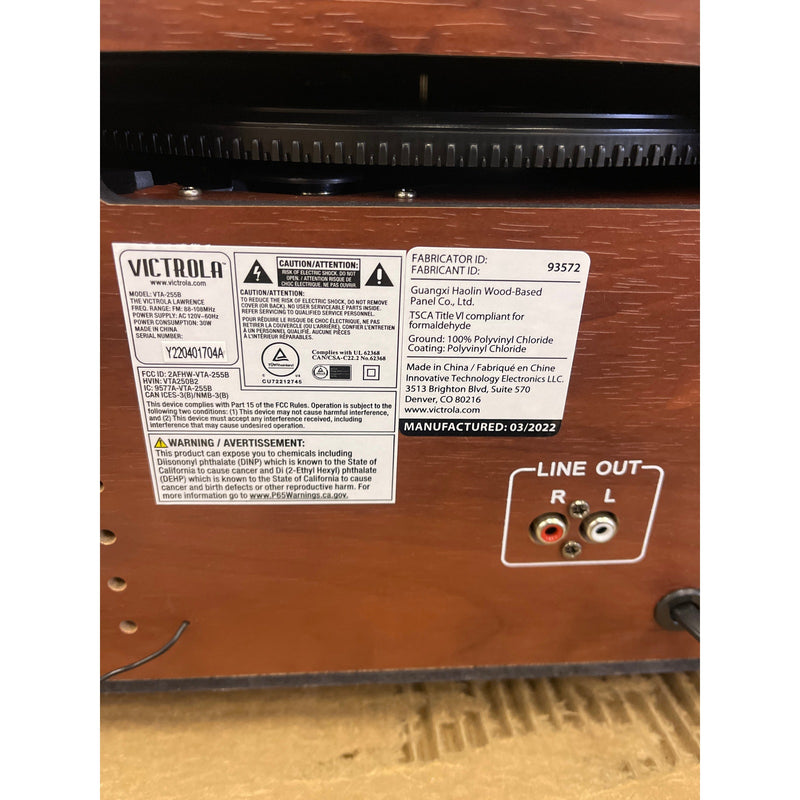 Victrola Lawrence 4-in-1 Bluetooth Record Player, Radio, Turntable, Wood Finish